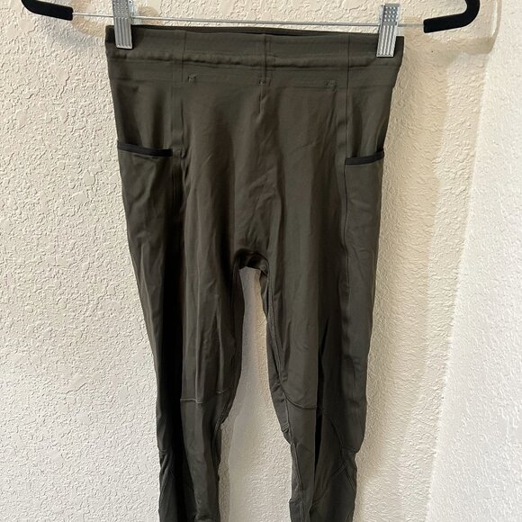 Lululemon Athletica Surge Tight Nulux 22" Dark Olive Green XS Extra-Small EUC - Picture 1 of 3